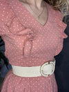 robe fluide féminine et tendance rose motif pois